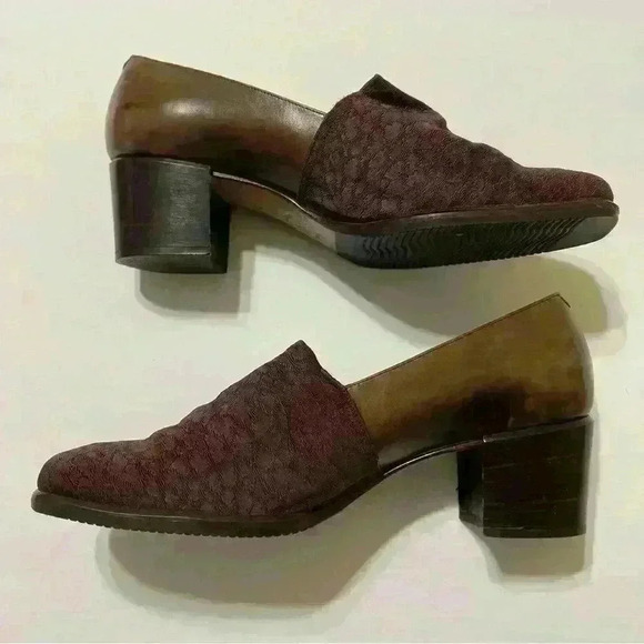 Vintage Amalfi Women’s Shoes Heels Brown Slip On Italy Leather Size 6B Formal - Picture 4 of 11